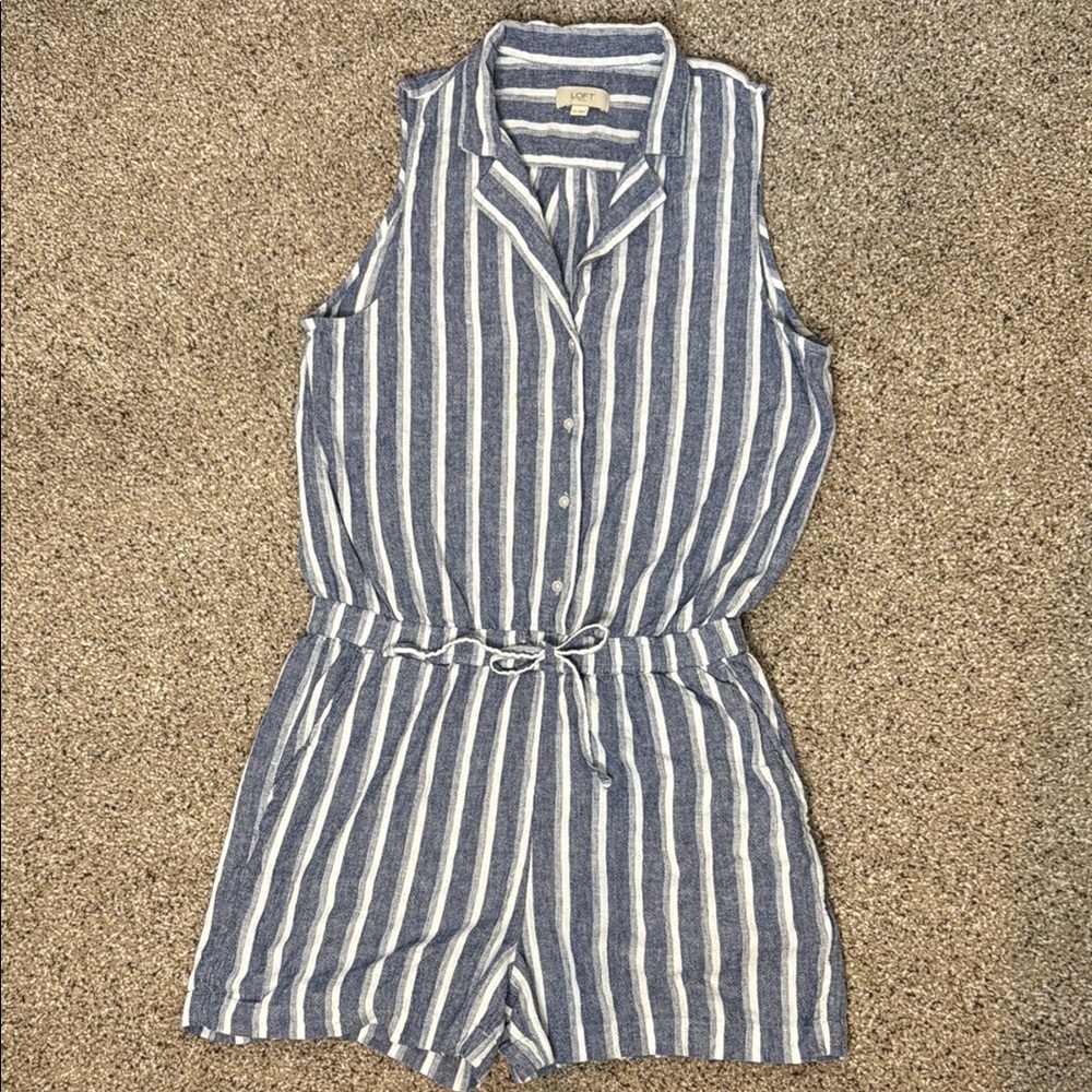 LOFT Blue and White Striped Romper